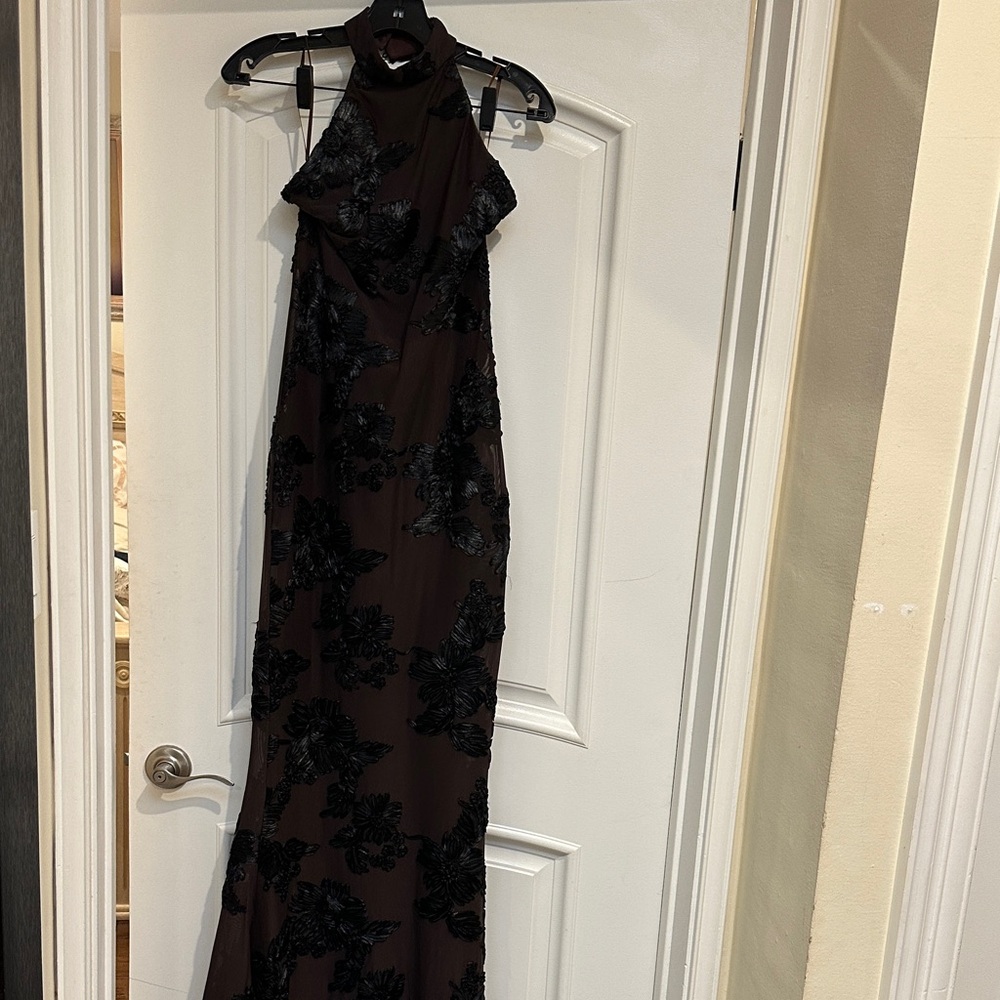 Chic Black Floral Maxi Dress with tags